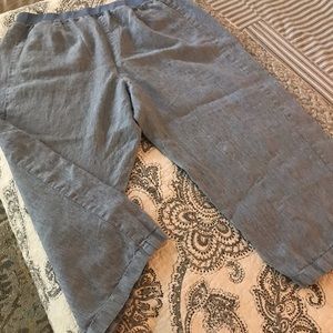J. Jill Love Linen blue pin striped crop pants